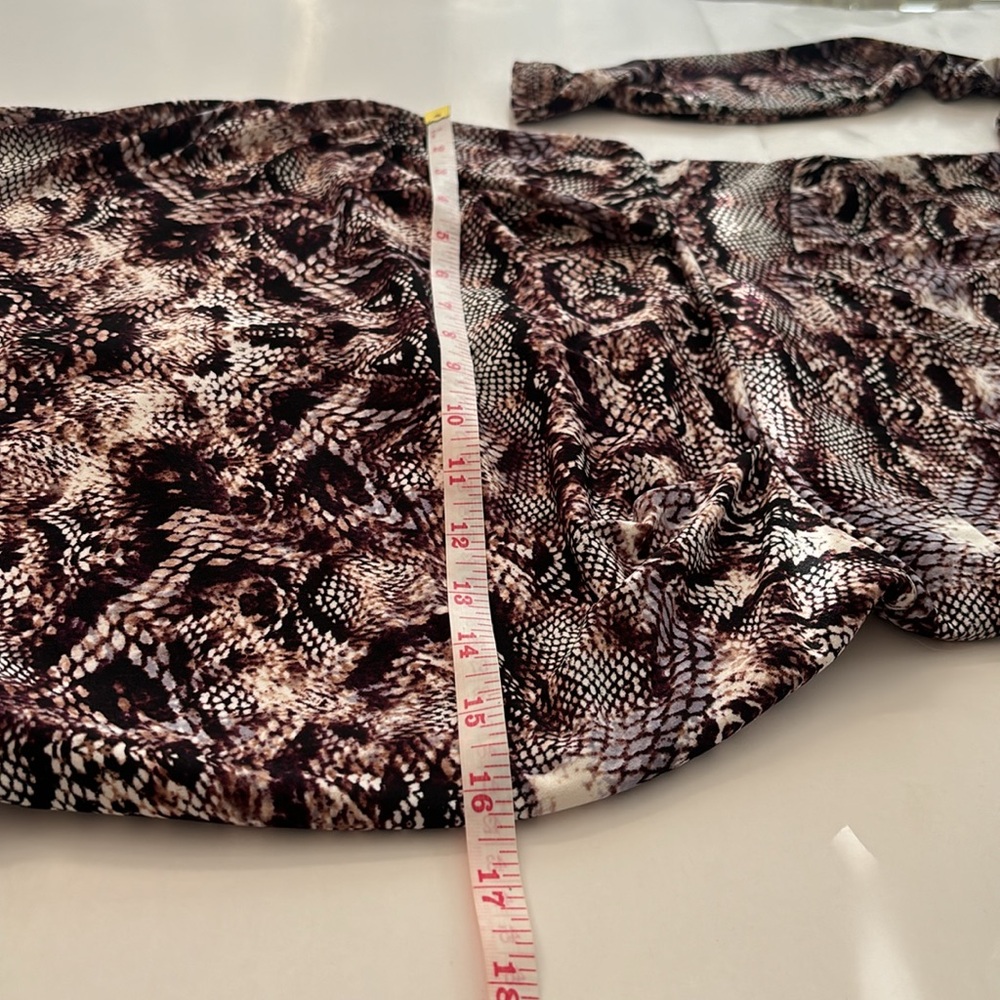 Snake skin keyhole midi dress long sleeve bodyCon animal print knee length dress - Picture 8 of 12